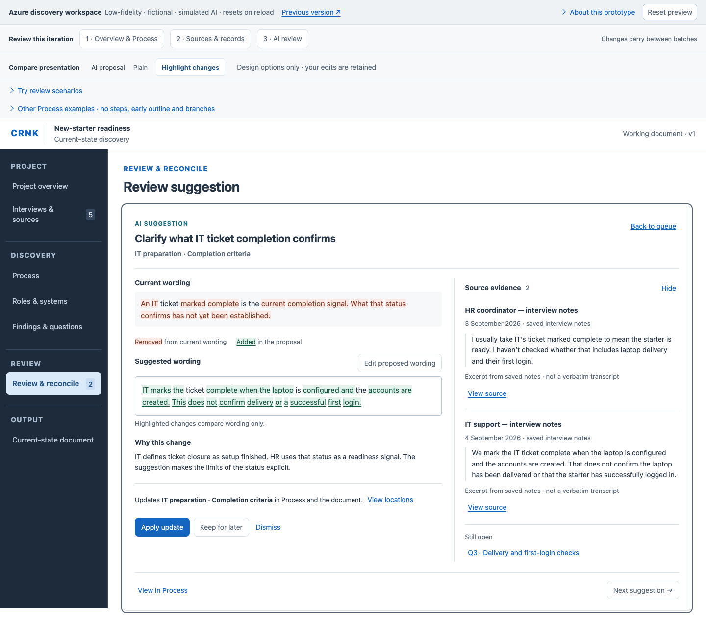 September dedicated review: current wording, proposed wording and sources